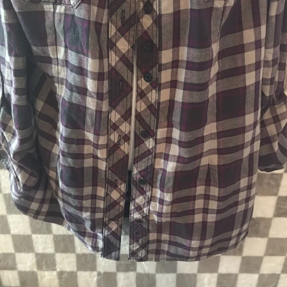 Duluth Trading Co Women’s Purple Plaid Long Sleeve Flannel Shirt Size L/Large - Picture 4 of 10